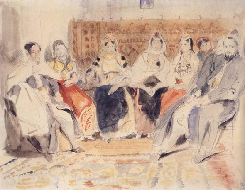 Eugene Delacroix Men and Women in an interior France oil painting art